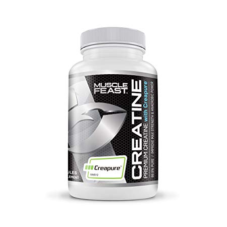 Creapure Creatine Monohydrate Capsules - by Muscle Feast | Premium Pre-Workout or Post-Workout | Convenient Easy to Take Pills | Gluten-Free (750mg, 120 Capsules)