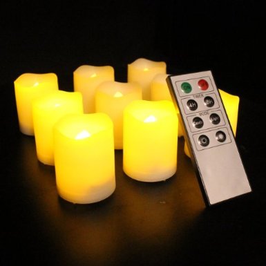 Frostfire Mooncandles - 9 Indoor and Outdoor Votive Candles with Remote Control and Timer Batteries Included