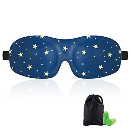 Sleep Mask, KAMOSSA Star Deep Molded Mask, Free Earplugs and Carry Pouch, Lightweight & Comfortable Eye Mask, Sleeping Mask for Travel