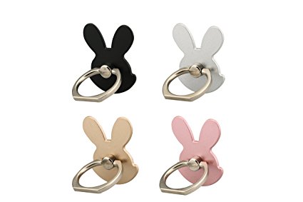 (4 pcs)NEUP Cell Phone Holder,Rabbit Phone Ring Kickstand,Universal 360 Rotation Cell Phone Finger Ring Grip for Iphone and Almost All Phones/Pad(4 Color Rabbit)