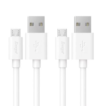 2-Pack Premium 1foot03m Micro USB Cables Deego High Speed USB 20 A Male to Micro B Sync and Charge Cables for Android Samsung HTCZTE Motorola BlackberryNokia and Morewhite
