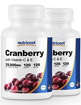 Nutricost Cranberry Extract (25,000mg) (120 Caps) (2 Bottles)