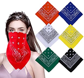 12 Pack Tie Dye Bandana Cotton Paisley Bandanas Headbands Cowboy Handkerchiefs for Men and Womem