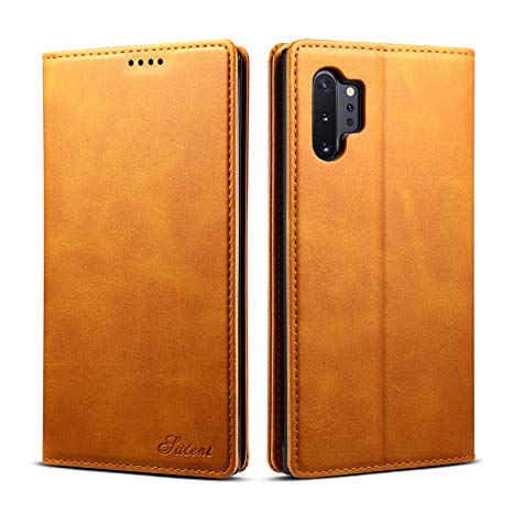 Note10  5G Wallet Case Samsung Galaxy Leather 2019 6.8 inches,TACOO Kickstand Slim Fit Fold Card Money Slot Protective Phone Cover Men Women Khaki