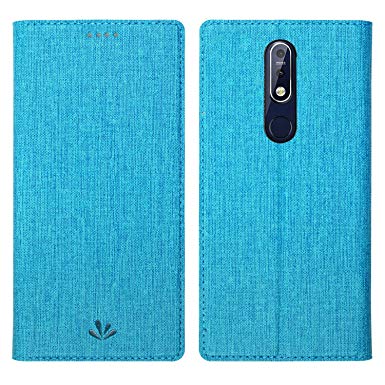 Simicoo Nokia 6.1 2018 Model Flip PU Leather Slim Fit case Card Holster Stand Magnetic Cover Clear Silicone TPU Full body Shockproof Pocket Thin Wallet Case for Nokia 6.1 2018 (Blue, Nokia 6.1)
