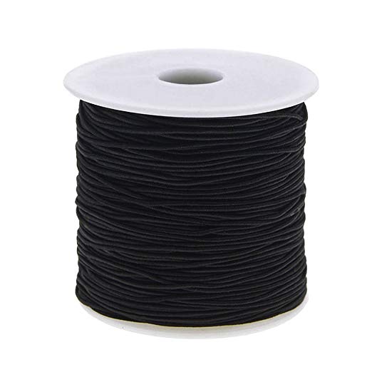 KeyZone 1 mm Elastic Cord Thread Beading String Cords, 100 Meters, Black