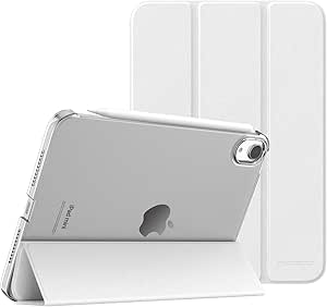 MoKo for iPad Mini 7 (A17 Pro) Case 2024,iPad Mini 6 Case 2021,8.3-inch iPad Mini 7th/6th Generation Case,Slim Lightweight Hard Back Shell Stand Cover for iPad Mini 2024 with Touch ID, White