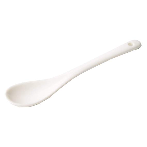 Porlien White Porcelain Spoons, Teaspoons, set of 6 (5 inches)