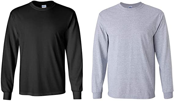 Gildan Men's Ultra Cotton Long Sleeve T-Shirt, Style G2400, 2-Pack