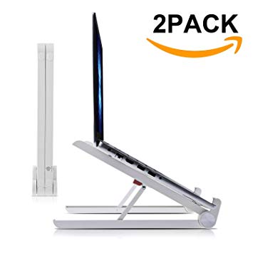 Laptop Stand Adjustable Portable Computer Stand Riser for Standing Desk, iMac Books, iPad, Tablet Phone Holder, Foldable Notebook Stand for Home & Work (White, 2 Pack)