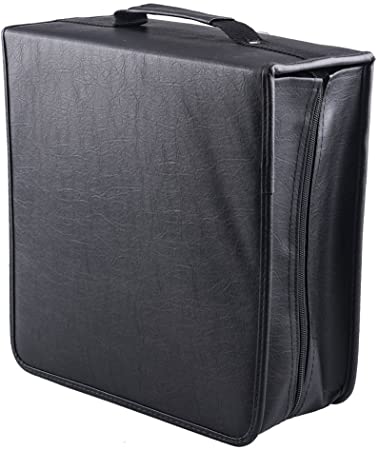 Fasmov 400 Capacity CD Storage Box DVD Holder CD Storage DVD Large Organizer Leather DVD Container Carry Case