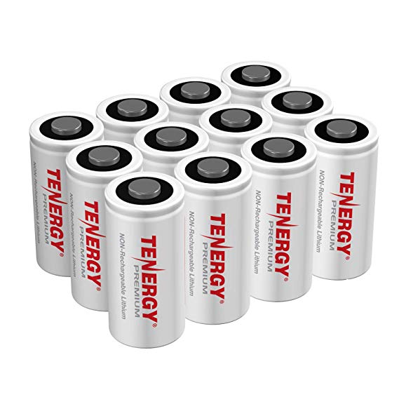 Tenergy Premium CR123A 3V Lithium Battery, [UL Certified] 1600mAh Photo Lithium Batteries, Security Cameras, Smart Sensors, Specialty Devices, 12 Pack, PTC Protected