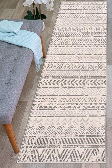 Rugshop Bohemian Design Geometric Area Rug, 2' x 7', Gray