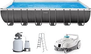 Intex ZX100 Auto Pressure Side Pool Cleaner and 24 Foot x 12 Foot x 52 Inch Rectangular Ultra XTR Frame Swimming Pool with Pump