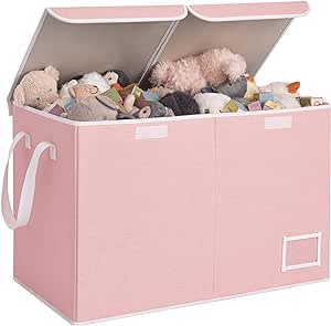 StorageWorks Toy Storage Organizer with Flip-Top Lids, Toy Bins for Living Room, Nursery Room, Playroom, Large Toy Box for Kids, Pink, 24 ¾"L x 13" W x 16" H