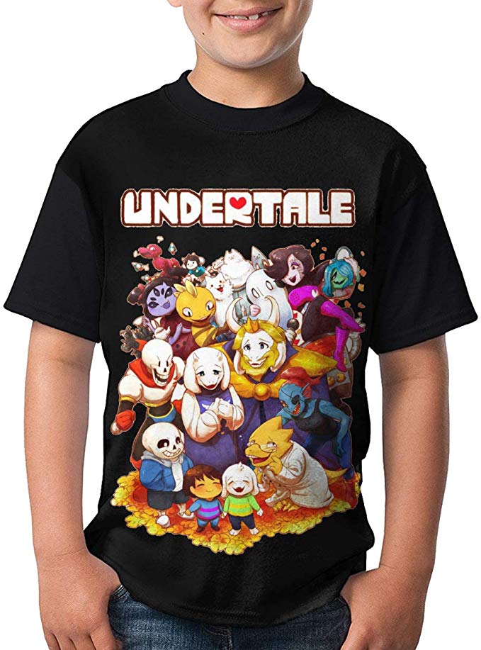 Undertale Youth Short Sleeve Casual T-Shirts Tops for Boy Girl Black