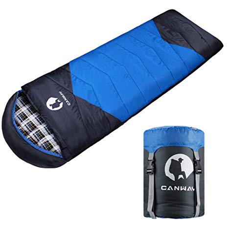 CANWAY Sleeping Bag with Compression Sack, Lightweight and Waterproof for Warm & Cold Weather, Comfort for 4 Seasons Camping/Traveling/Hiking/Backpacking, Adults & Kids