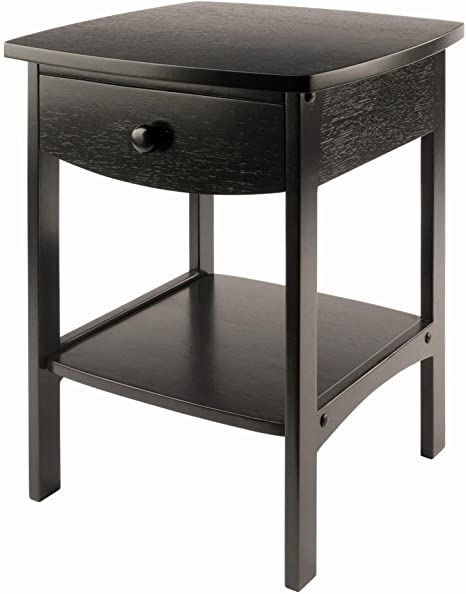 Winsome Wood End Table/Night Stand with Drawer and Shelf, Black