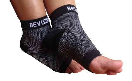 Compression Foot Sleeve for Plantar Fasciitis - Best Ankle Arch and Heel Support Socks for Men Women and Youth - 1 Pair