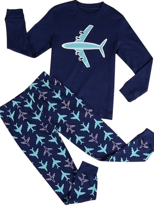 Babypajama Airplane Little Boys Cotton Sleep Pajama Set 2 Piece T-Shirt and Pants