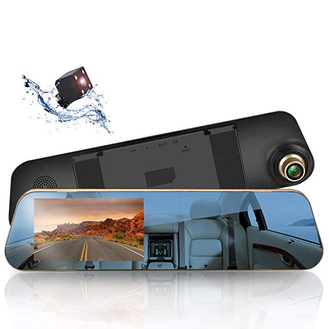 VICTOR Mirror Dash Cam Rear View Mirror Backup Camera Night Vision Goggles Parking Mode Multifunctional Car DVR Motion Detection Loop Recording 170°A  Wide View Reverse Camera 1080P FHD