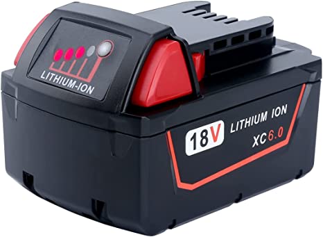 Epowon 6.0Ah 18-Volt Replacement Battery for Milwaukee M18 18V XC 48-11-1840 48-11-1815 48-11-1820 48-11-1850 48-11-1852 48-59-1860 Lithium-ion 2767-20 M18 Fuel Gauge Compact Battery
