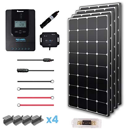 Renogy 400 Watt 12 Volt Off Grid Solar Premium Kit with Eclipse Solar Panel and 40A MPPT Rover Controller/Mounting Z Brackets/MC4 Adaptor Kit/Tray Cables