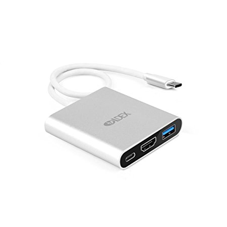 Ldex Aluminium USB-C Hub Multiport Adapter to HDMI / USB 3.0 / USB-C, support 4K / 2K HDMI Output, Rapid Charging, for Apple NEW Macbook, Chromebook Pixel and Other USB-C Laptop(Windows 7/8/10)