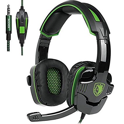 Gaming Headset with Microphones In-line Volume Control for New Xbox One PS4 PC Mac iPad iPod Laptop Computer Smart phones, Sades SA930 3.5mm Wired Noise Isolation Bass Surround Over-Ear Headphones