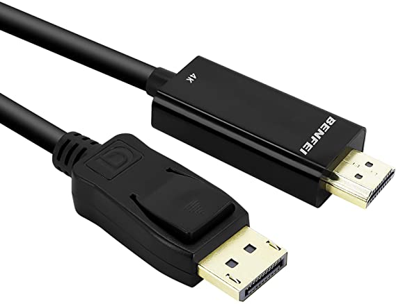 Displayport to HDMI, Benfei 4K DP to HDMI 6 Feet Cable Gold-Plated Cord Compatible for Lenovo, Dell, HP, ASUS
