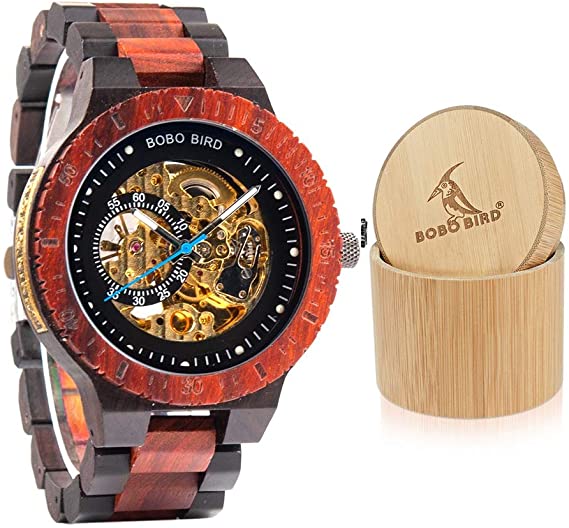 BOBO BIRD Mens Wooden Watches Luxury Mechanical Watch Lightweight Wood Band Timepieces for Men