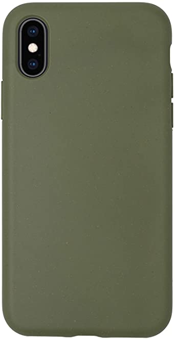 Danbey Shockproof Wheat Straw Case for iPhone Xs Max, 6.5 inches Display, Drop Protection, 2mm Thick Flexible and Durable TPU, Skin Feeling Matte Surface Cover - Olive Green