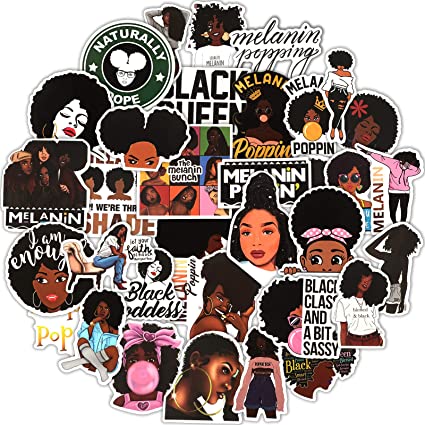 100 Pieces Melanin Poppin Stickers Black Girl Pop Singer Computer Decal for Laptop Water Bottles Skateboard Graffiti Patches, Durable Trendy Waterproof Vinyl Stickers for Teens