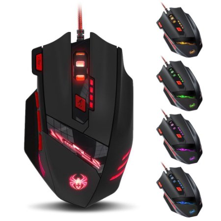Zelotes 8000DPI Professional Gaming mouse,8 Buttons High Precision USB Wired Mouse Mice for gamer,Weight Tuning Set,(Black)