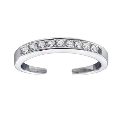 925 Sterling Silver Channel-Set Sparkling CZ Toe Ring