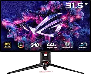 ASUS ROG Swift OLED PG32UCDM Monitor Gaming QD-OLED da 32” pollici (31,5), 4K (3840x2160), 240 Hz, 0,03 ms (GTG), G-SYNC, Pellicola in Grafene, 99% DCI-P3, USB-C 90 W, DisplayWidget Center, Nero