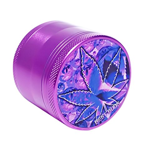 Best-Buds Weed Grinder 2.2". Keep Your Herbs Safe & Fresh with our 4pc Purple Grinder. Multiple Chambers & Cool Weed Design. Great for Pot, Herb & Tobacco. Kief Scraper and Cleaning Guide Included.