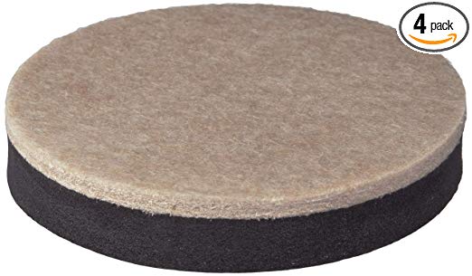 Shepherd Hardware 9407 3-1/2-Inch Reusable, Round, Felt Furniture Slider Pads, 4-Pack