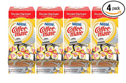 NESTLE COFFEE-MATE Coffee Creamer, Toll-House Chocolate Chip, liquid creamer singles, 50 count, Pack of 4