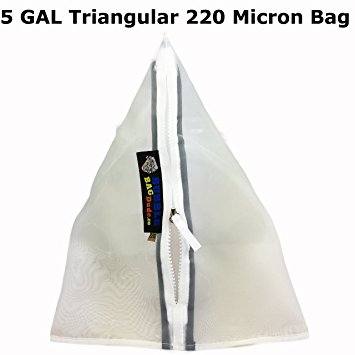 BUBBLEBAGDUDE 5 Gallon Triangular 220 Micron Zipper Bag for 5 Gallon Bubble Machine Ice Now Magic - Herbal Extractor Heavy Duty Filter Bag