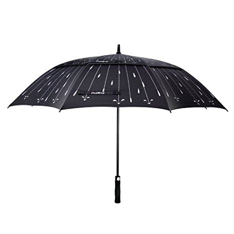 Hurricane Golf Umbrella , 62 inch Extra Strong Windproof Umbrella for Asylum - Auto Open - Double Canopy Vented Oversized Stick Umbrella , Cover included ( Black )