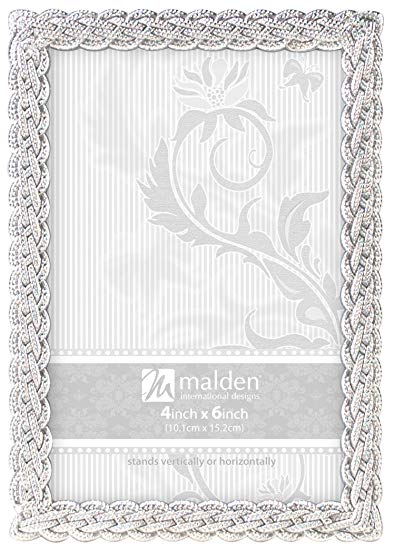 Malden International Designs Belmore Silver Braided Picture Frame, 4x6, Silver