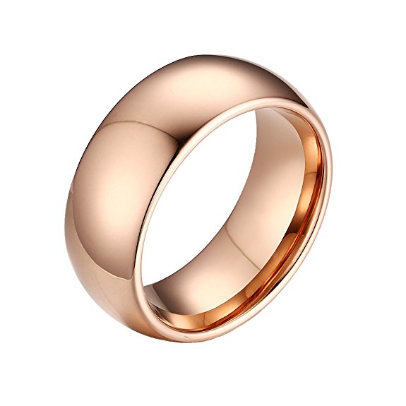 8mm Domed Tungsten Carbide Wedding Band Rings For Men Women Beveled Edge Comfort Fit Size 5-13