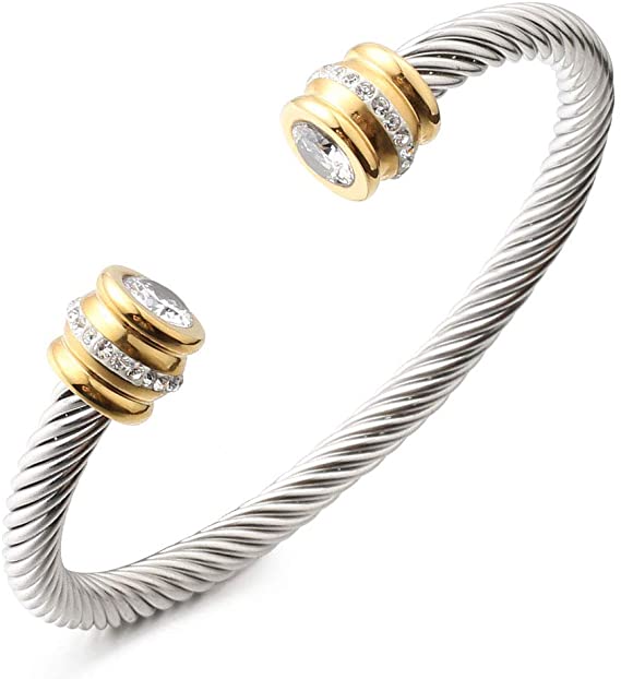 Birthstone Bangle Cable Wire Twisted Bangles Designer Inspired Cuff Bracelets for Women jewelry Girls Teens Christmas Gifts