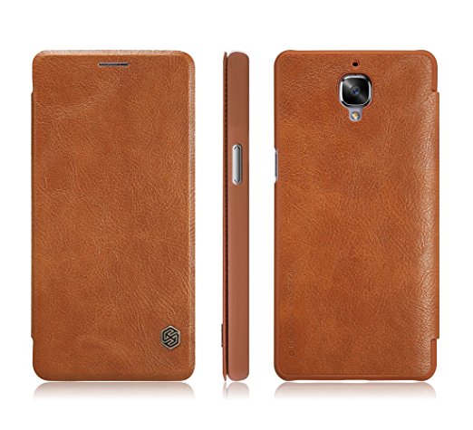 TopAce High Quality Leather Case Flip Cover For OnePlus 3 / OnePlus 3T (Brown)