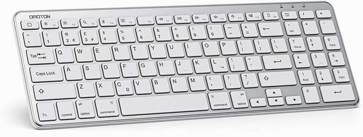 OMOTON iPad Keyboard, Bluetooth Keyboard with Numeric Keypad for iPad 7th Generation 10.2, iPad Pro 11/12.9, iPad Air 10.5, iPad 9.7, iPad Mini and iPhone, Silver