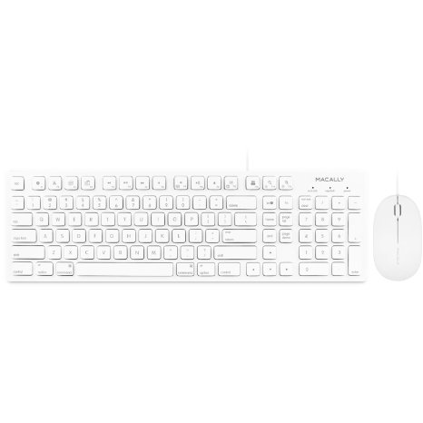 103 Key Full-Size USB Wired Keyboard with Short-Cut Keys and 3 Button USB Optical Mouse Combo for Mac and Windows PC