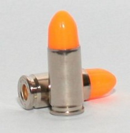ST Action Pro Pack Of 10 Inert 9mm 9x19mm Parabellum NATO Luger Pistol Orange Safety Trainer Cartridge Dummy Ammunition Ammo Shell Rounds with Nickel Case