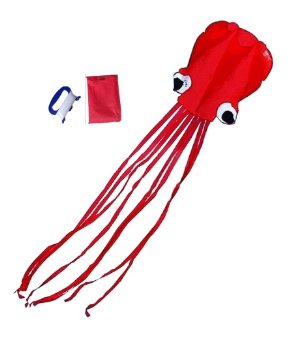 Mayco Bell Red Octopus Portable Kite Nylon & Polyester Material - Perfect Toy for Kids and Children Outdoor Games Activities - Fold-able Large 31 x 157 Inches | Extra 328 Feet Of Line