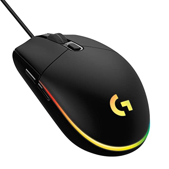 Logitech USB G G203 Wired Gaming Mouse, 8000 DPI, Rainbow Optical Effect LIGHTSYNC RGB, 6 Programmable Buttons, On-Board Memory, Screen Mapping, PC/Mac Computer and Laptop Compatible - Black